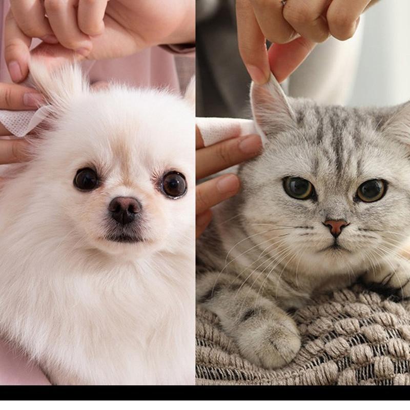 Product Introduction of Pet Ear Wipes Dog Cat Earwax Cleaner Non-Woven Fabric Pads Pet Ear Cleaning Wipes Ear Stain Remover Pet Grooming Cleaning Tools 19