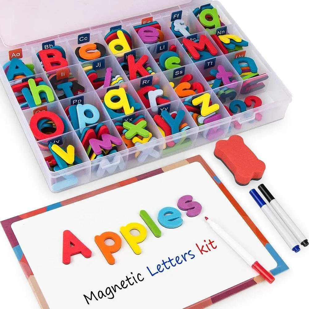 Kit Abjad, 26 Keping, Abjad Buih ABC, Alfabet dan Nombor Magnetik, Ejaan dan Huruf Besar / Kecil / A-Z / 123, Set Mainan Pendidikan, Untuk Kanak-kanak, Hadiah Mainan