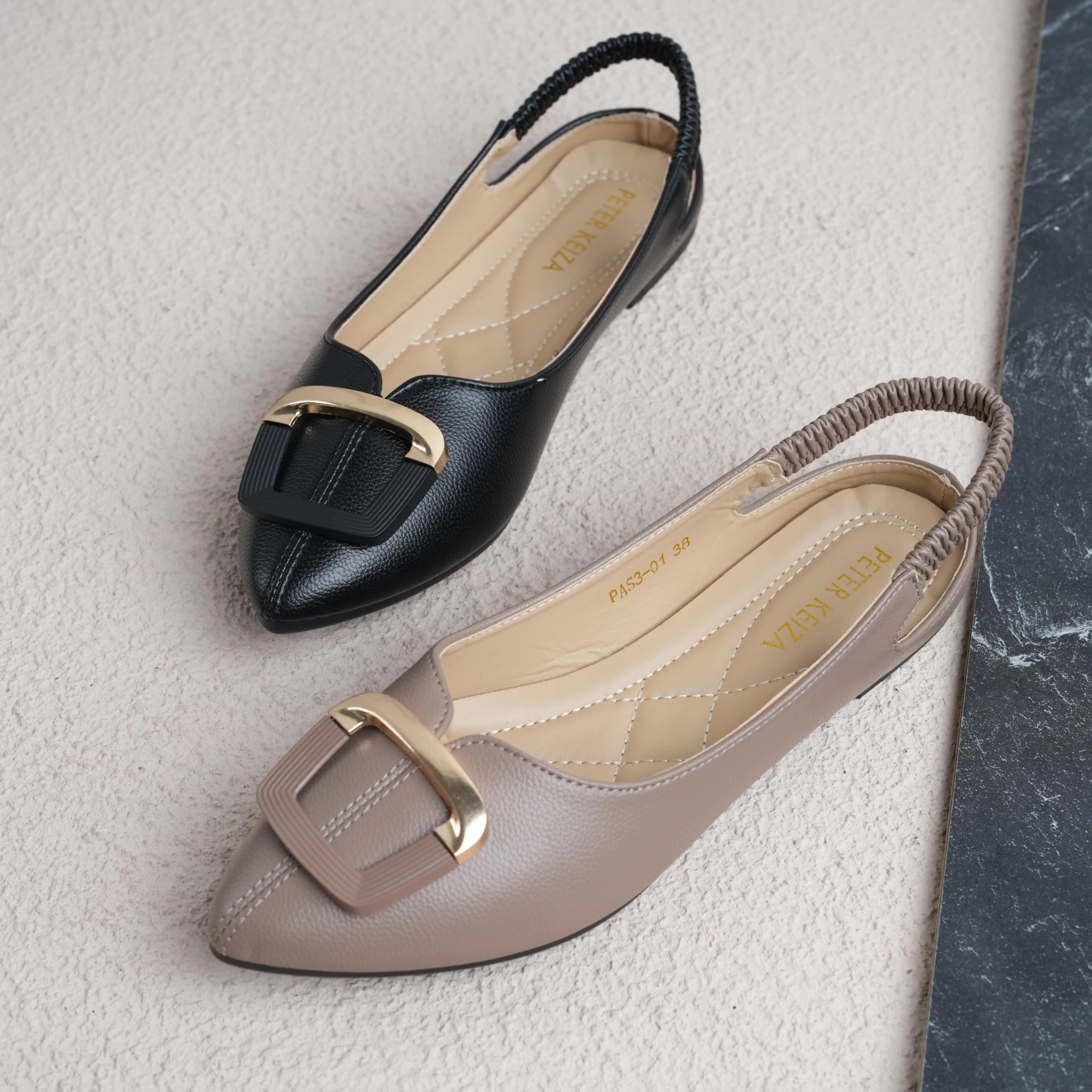 Peter Keiza / Patrizio Flatshoes Elegan Dengan Tali Belakang PAS3-01