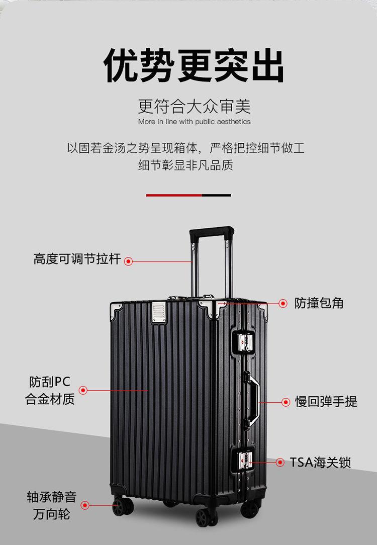 Product Introduction of Aluminum Frame Luggage Durable Trolley Case Universal Wheel Suitcase Large Capacity Word Suitcase luggage  bag 2