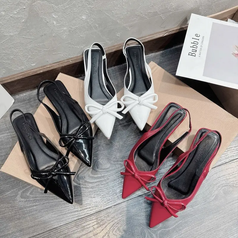 Sandal mũi nhọn nơ xinh đế bệt 8