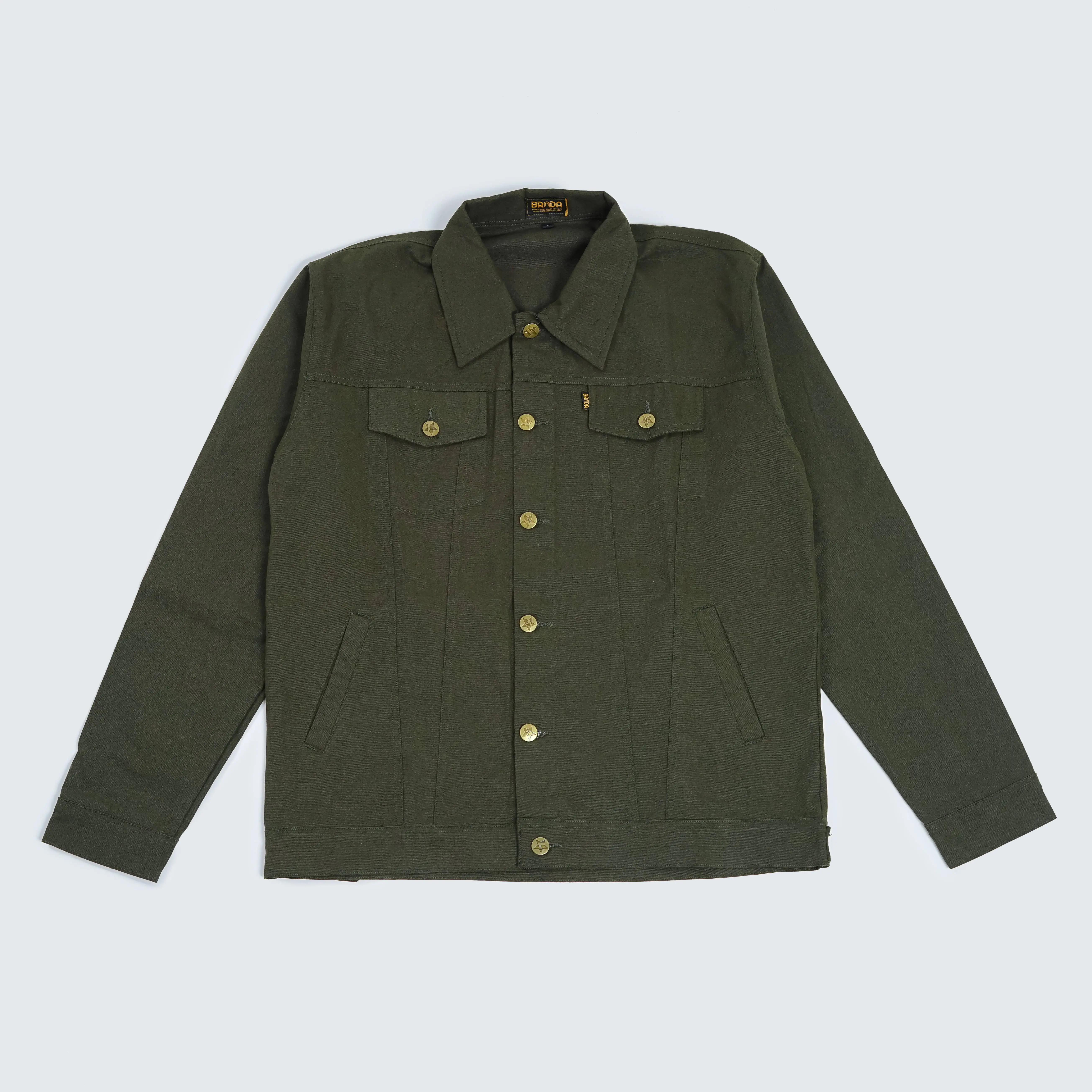 Brada Jaket Trucker Kanvas Pria - Army
