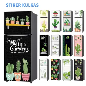 WWS Stiker Kulkas 1 Pintu dan Sticker Kulkas 2 pintu Kaktus cantik