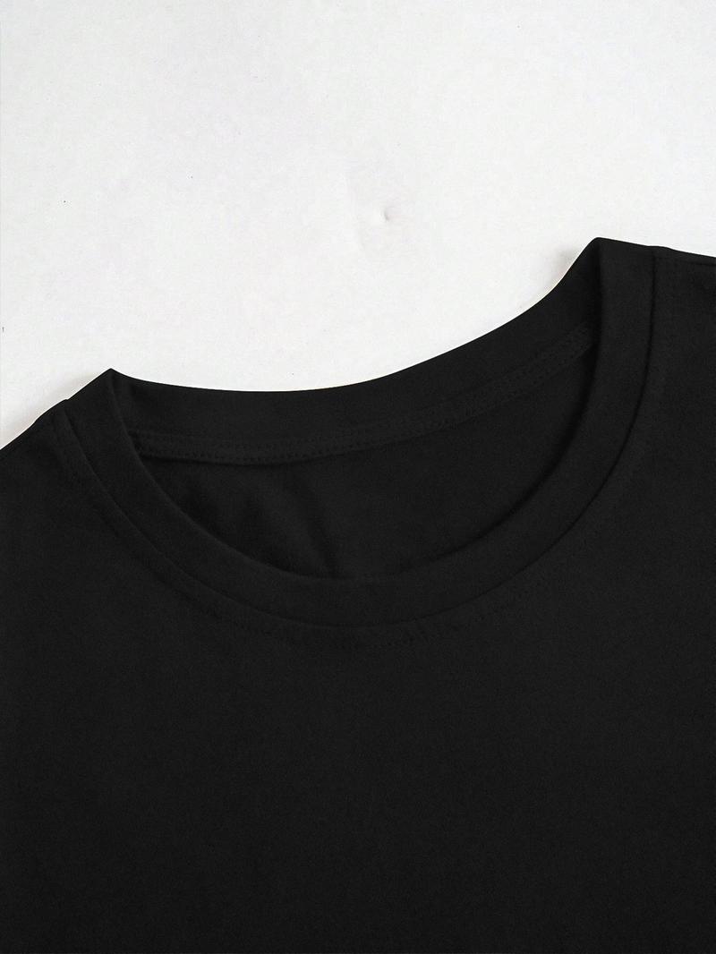 Product Introduction of Women's Mountain & Letter Print Round Neck Tee, Trendy Casual Crew Neck Short Sleeve T-shirt for Daily Wear, Ladies Summer Outfit 6