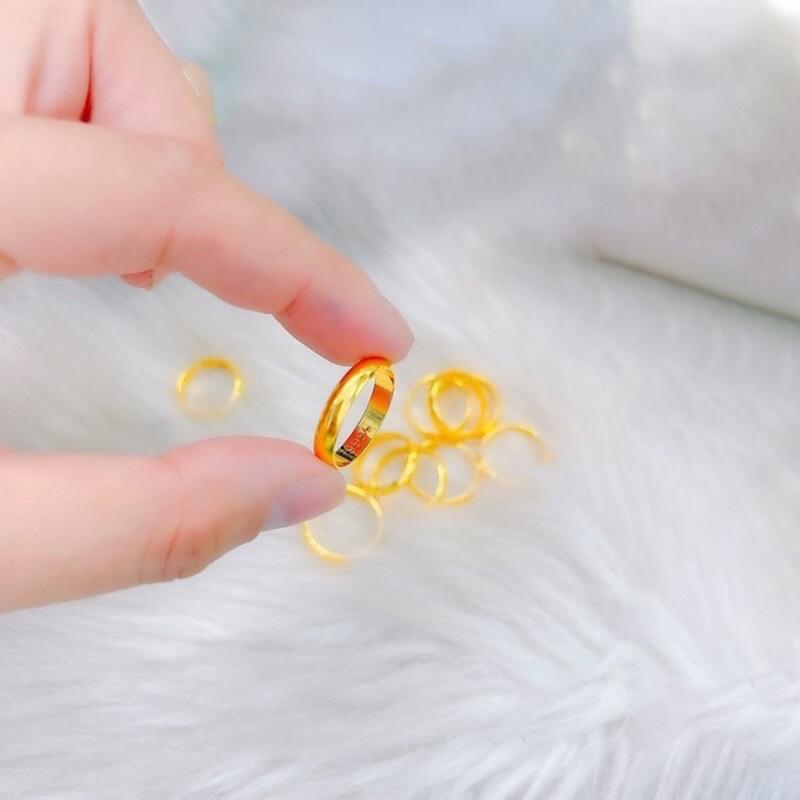  Nhẫn trơn 1 chỉ mạ vàng khắc 9 9 9 9 nam nữ đeo đươc 