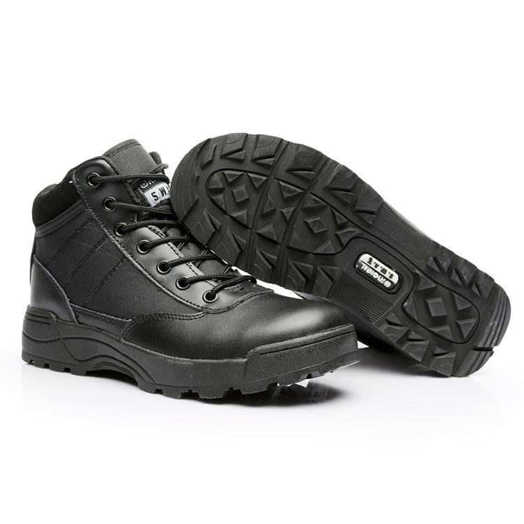 But Taktikal, Gaya Potongan Rendah, Warna Hitam dan Coklat, But Tempur, Sesuai untuk Sukan Luar dan Kembara Berjalan Kaki, Stok Sedia, Tersedia dalam Saiz 37-45, Kasut SWAT Boots Getah Shoes 1