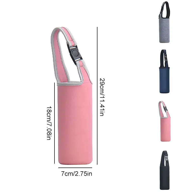 [Loại dày] Túi Đựng Bình Nước 450ml - 600ml Cách Nhiệt Màu Trơn Có Nắp Đậy Tiện Dụng 3