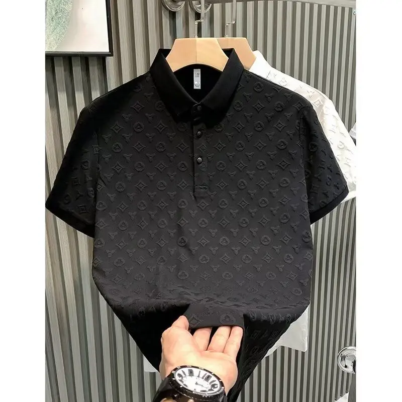 Áo Polo Thường Ngày Jacquard, Thời Trang Sang Trọng Giá Cả Phải Chăng Thoải Mái Và Thoáng Khí, Thích Hợp Cho Mùa Hè, Thiết Kế Trẻ Trung, Dáng Ôm, Có Mạng Che Mặt, Áo Nỉ Menswear Nam