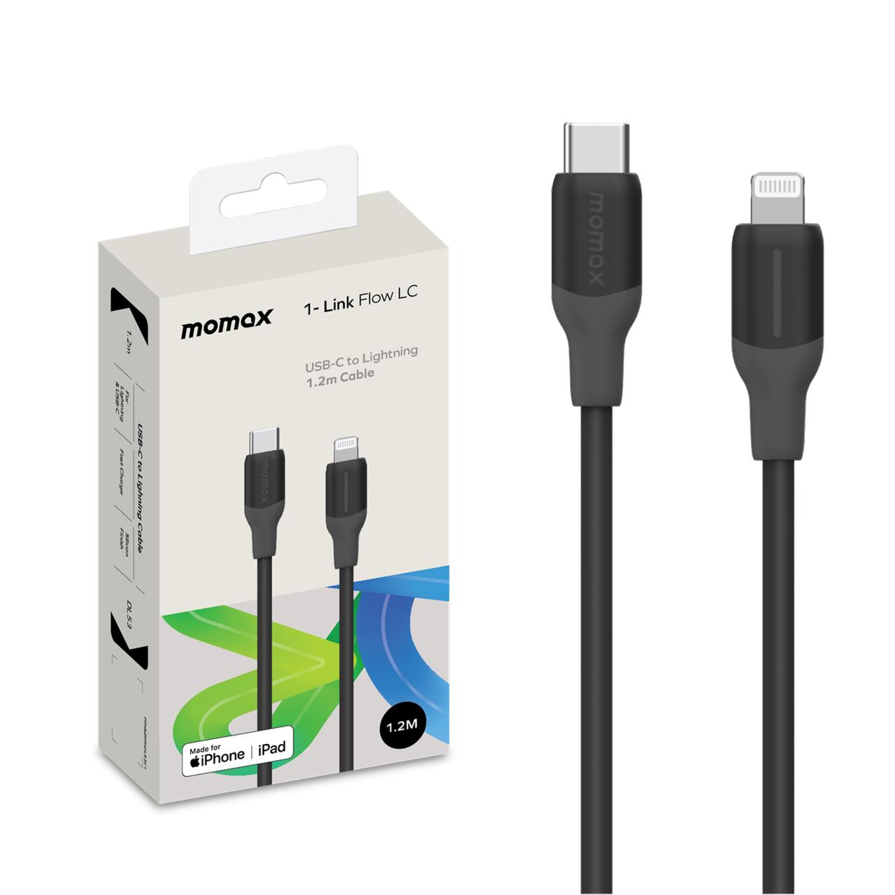 Momax Kabel Charger Lightning - USB C 1-Link Flow 1.2m - Black DL53D