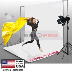 Background Paper Putih 2.7x11m Backdrop Kertas Studio White Foto