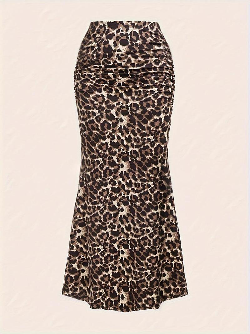 Product Introduction of Women's Leopard Print Mermaid Skirt, Elegant Fashion Casual Skirt for Daily Outdoor Wear, Women Bottoms for All Seasons 2