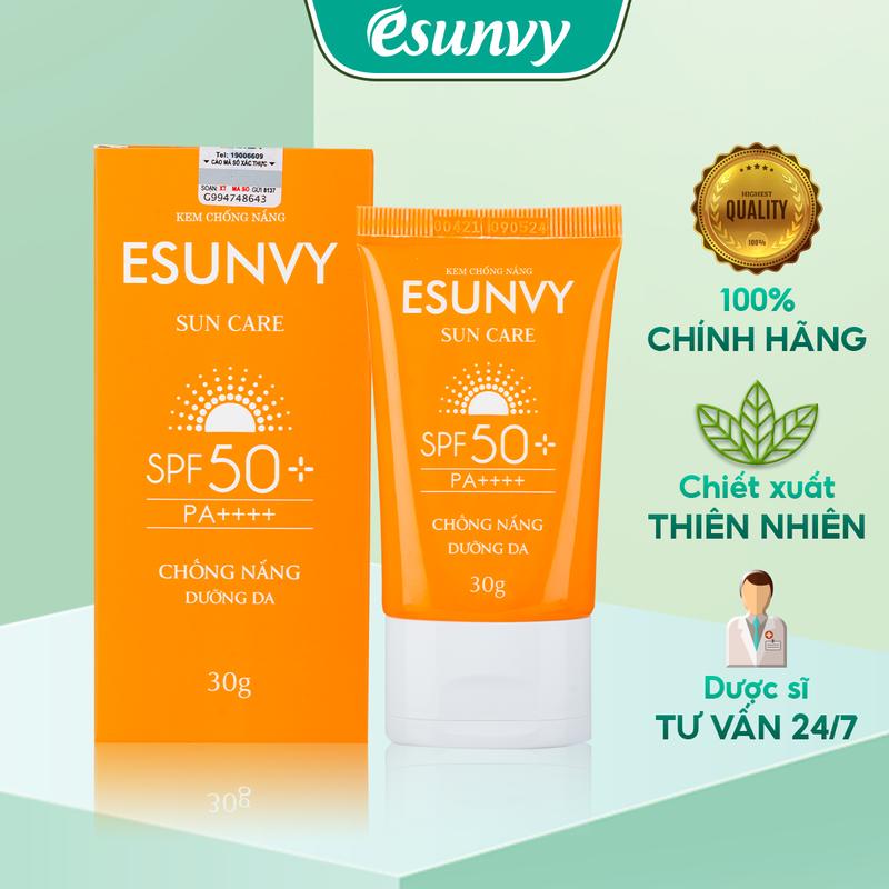 Kem Chống Nắng ESUNVY SUN CARE SPF50+/PA++++ Bảo Vệ Da, Hạn Chế Lão Hóa, Không Thấm Nước Và Bóng Nhờn Tuýp 30g  Skincare