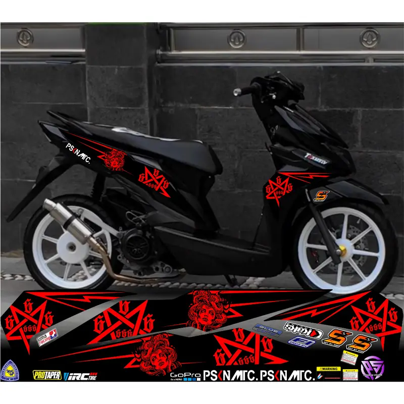 PS03 STRIPING STICKER HONDA BEAT NEW/ESP MOTIF MEDUSA VARIASI SIMPLE 3
