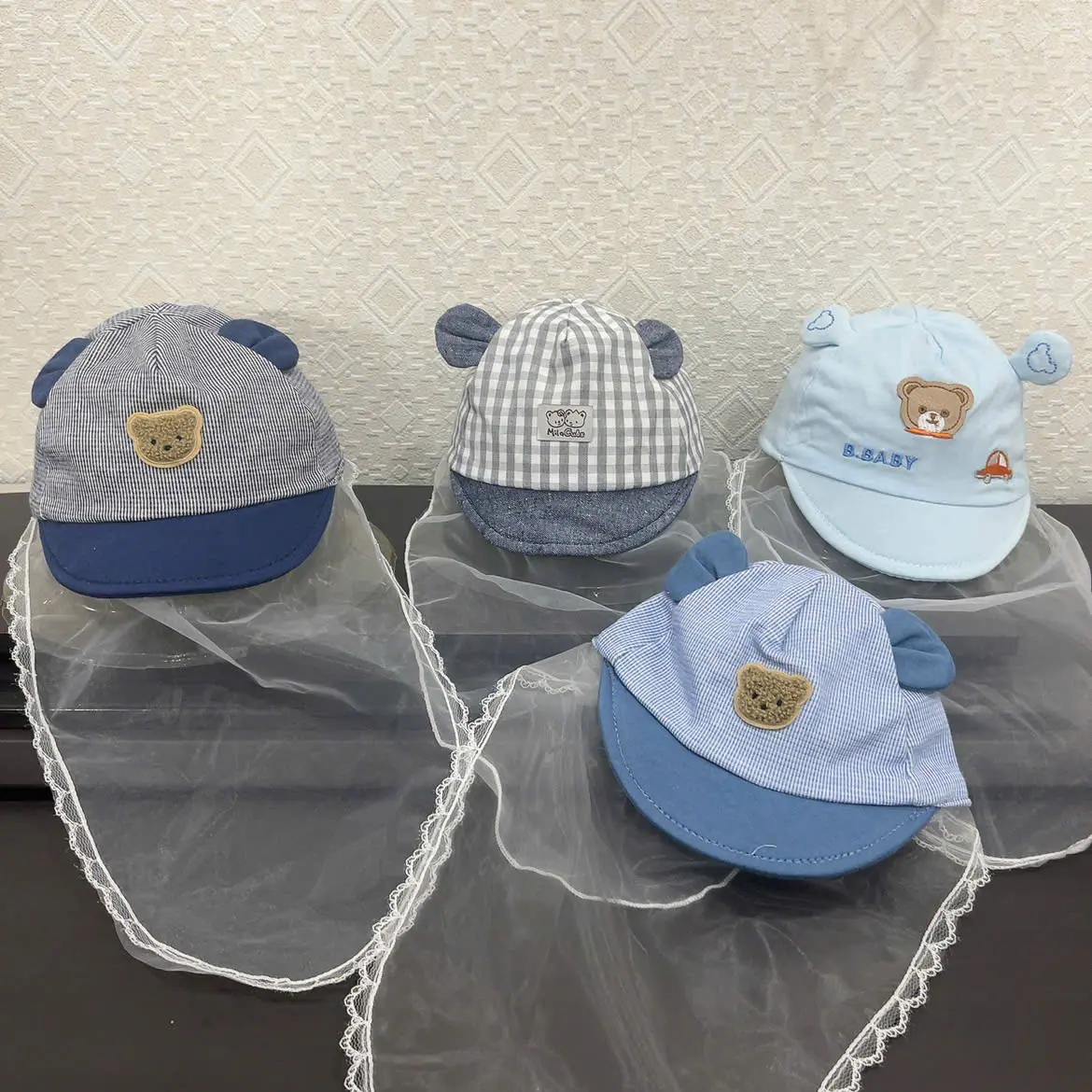 Mũ voan, mũ kèm khăn voan cho bé trai 0-12 tháng tùy mẫu (số đo vòng đầu sẽ ghi rõ ở từng mẫu)