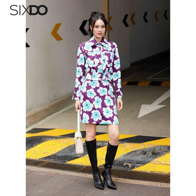Chân váy thô hoa tím SIXDO (Dark Purple Floral Mini Raw Skirt) 4