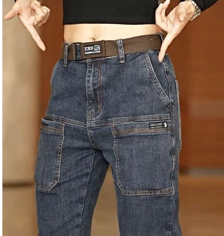 Product Introduction of Fashion men's work jeans, casual multi-pocket straight pants, thin stretch pants 8