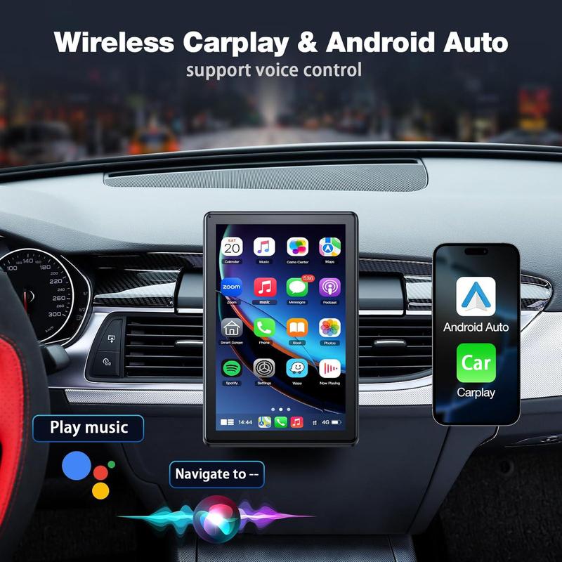 Product Introduction of 7 Inch Wireless Car Player, Portable Car Audio Receiver with Magnetic Holder, Car Video Player with GPS Navigation & Bluetooth-compatible, Voice Control Car Stereo, Automotive, Dashboard 3