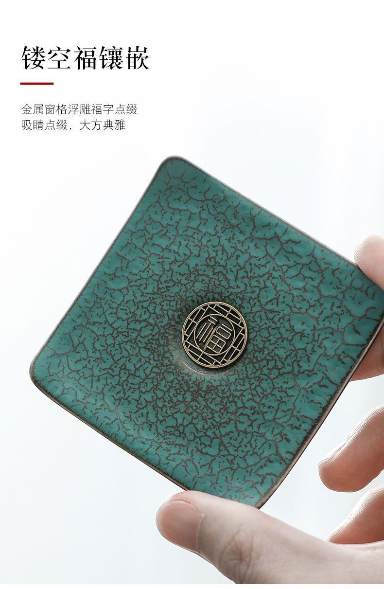 Product Introduction of [2789 People Collected] High-end Green Glaze Kung Fu Tea Coaster Small Tea Tray Ceramic Kung Fu Tea Set Accessories Tea Ceremony Heat Insulation Coaster Tea Set Accessories 19