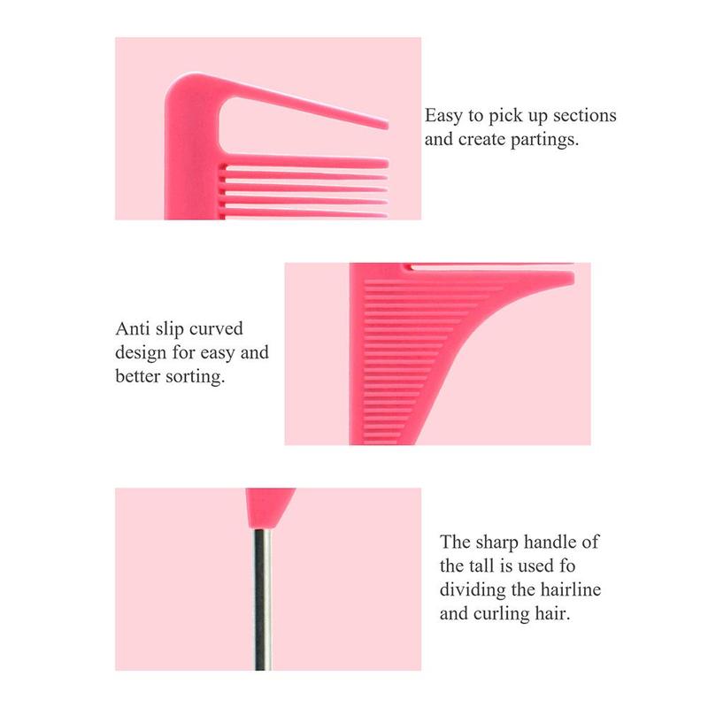 Professional Pointed Tail Hair Comb, Hairstyling Comb, Anti-static Hair Dye Brush, Rat Tail Hair Comb, Heatless Hair Styling Tools, Hair Products, Barber Accessories, Hair Products, Valentine's Day Gift 8