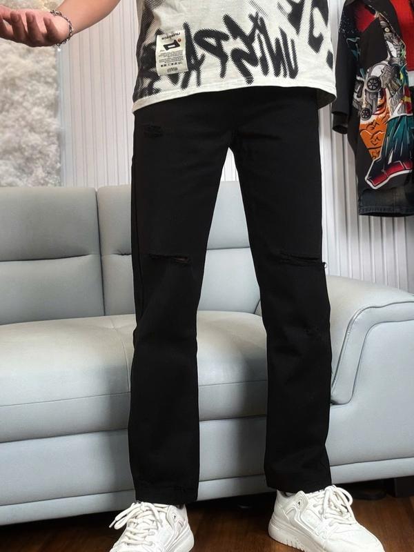 Quần jean suông nam rách gối màu đen cá tính Menswear Pants Baggy jeans  suong nam 1
