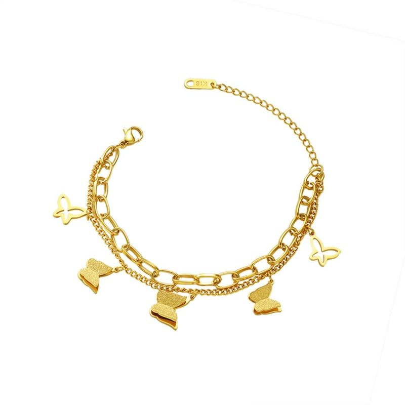 Product Introduction of Stainless Steel Double Layer Butterfly Bracelet For Women Girls Gold Color  Hand Chain New Trendy Party Jewelry Gifts 3