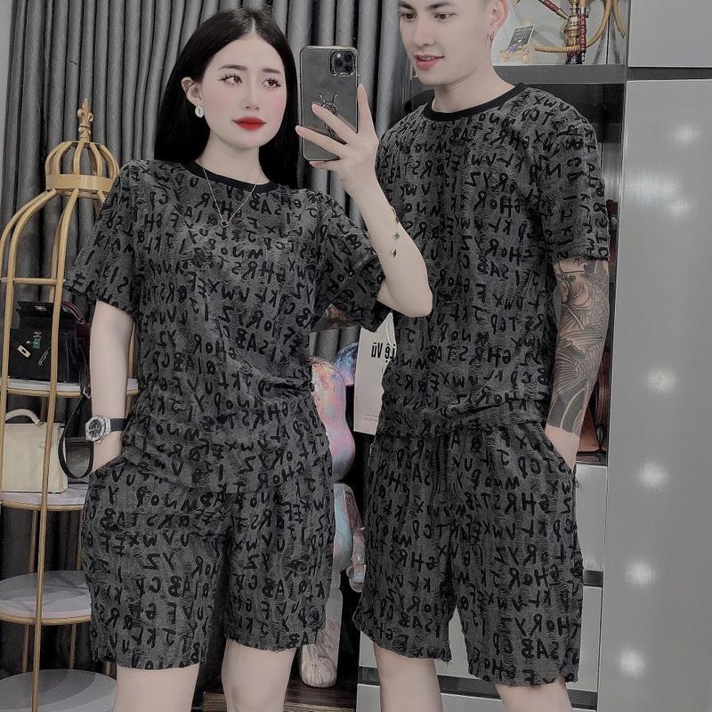 Set Bộ áo kèm quần vải Nhung Rách Phối Nhiều Chữ Cái Độc Lạ Thời Trang NAMLEE 1