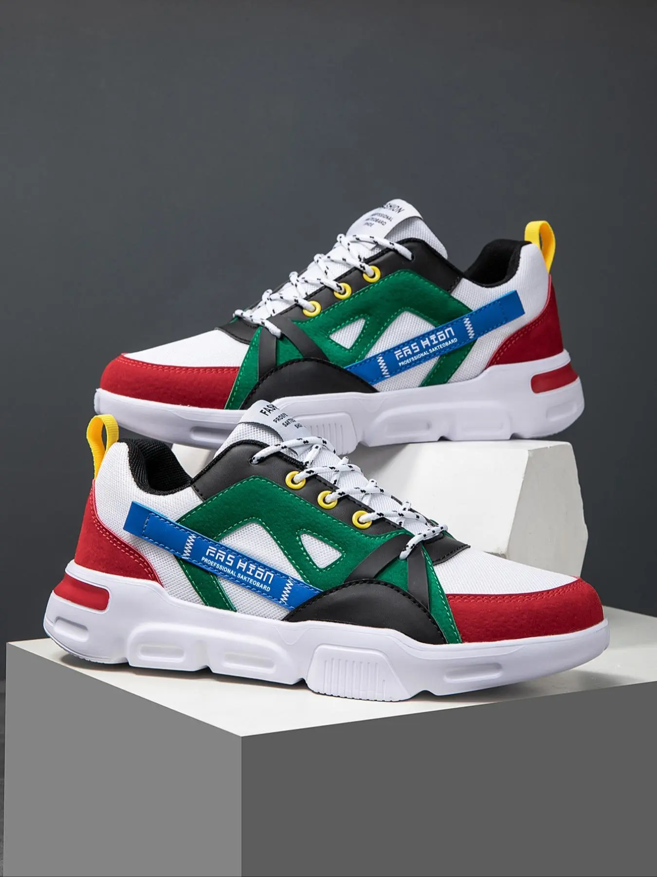 Men's Fashionable Lace Up Sneakers, Casual Comfortable Breathable Sports Running Shoes, Male All-match Round Toe Shoes for Daily Wear