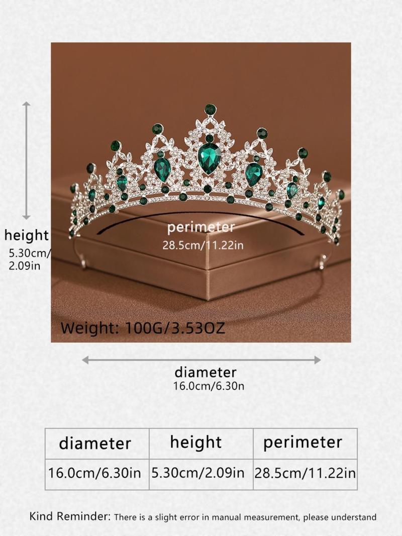 Product Introduction of Elegant Rhinestone Decorated Crown Tiara, Luxury Bridal Headwear for Wedding Birthday Party, Fashion Hair Accessories for Women 1
