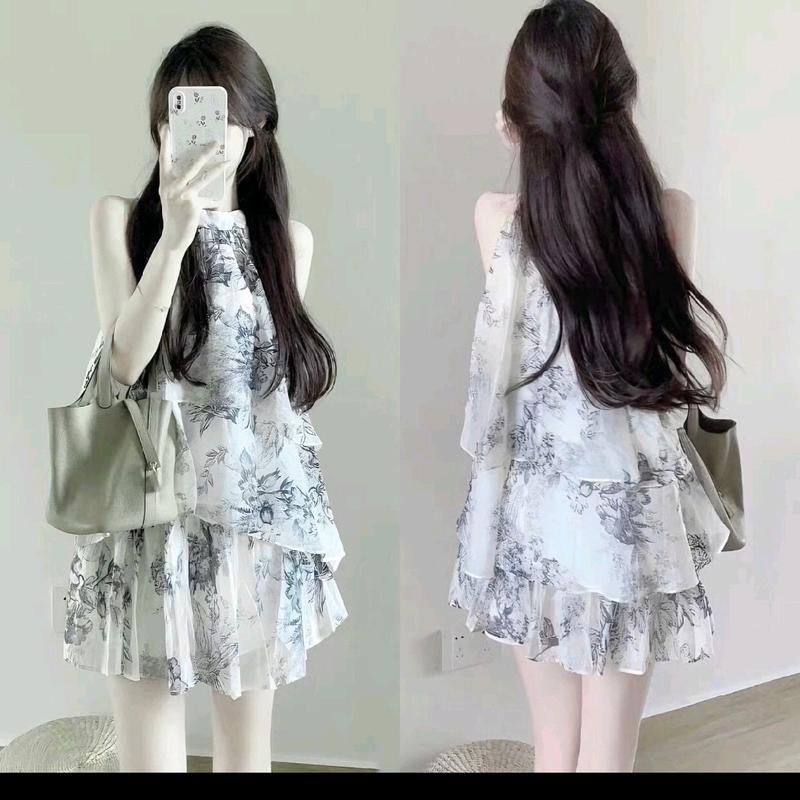 2Q397 Đầm BaBy Doll Nữ Thiết Kế Cổ Yếm Dáng Xòe Ngắn 3 Tầng (form rộng) Dress Women - Botstore Voan váy xoè