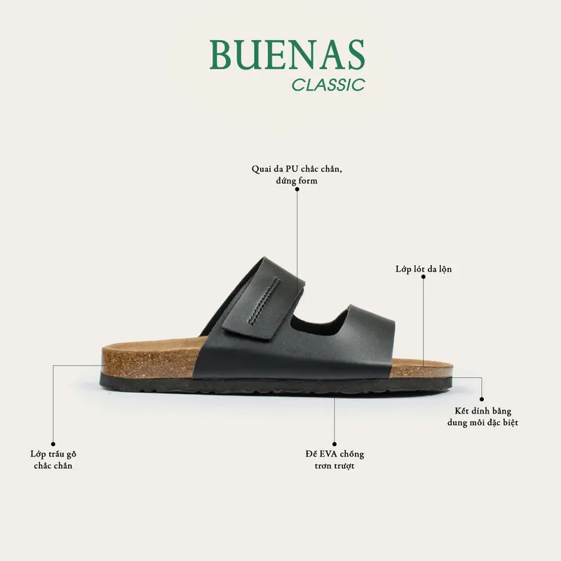 Dép đế trấu nam nữ BU04 unisex birken quai ngang Buenas - BU04 4