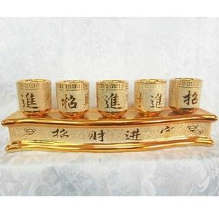 Product Introduction of ถ้วยน้ำชา ชุดถ้วยน้ำชาพร้อมฐาน ชุดชงชา3ถ้วย 5ถ้วย  สีทอง  สีแดง สีเหลืองทอง ชุดถ้วยเซรามิก ไหว้เจ้าที่ ไหว้พระ พร้อมส่ง 16