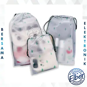 ELBER HL0072 Pouch Transparan Motif Karakter Tas Serut Travel Storage Bag Make Up Organizer Anti Air Y1035