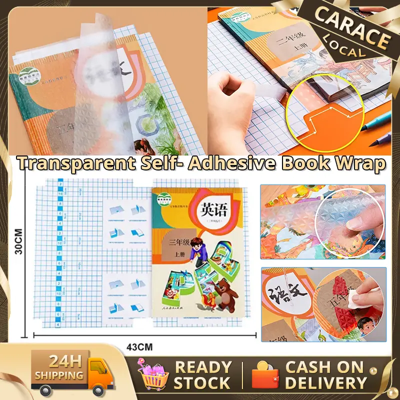 Transparent Self-Adhesive Book Wrap Protective Cover,Colorful Flocking ...