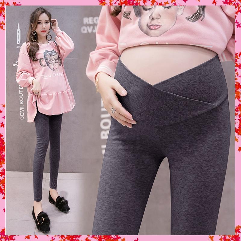 Quần bầu Dài legging cạp chéo chất cotton co giãn 4 chiều cho mẹ bầu ( Dài - Cạp Chéo )