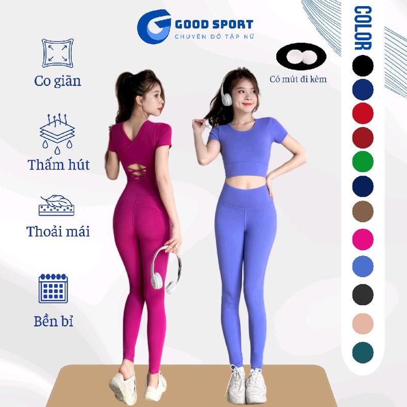 bộ đồ dài quần áo tập gym yoga nữ có mút