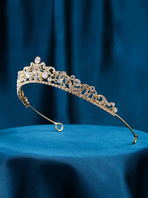 Rhinestone Decorated Crown Tiara, Elegant Bridal Headwear for Wedding Bridal Party Formal Occasions, Fashion Hair Accessories for Women 3
