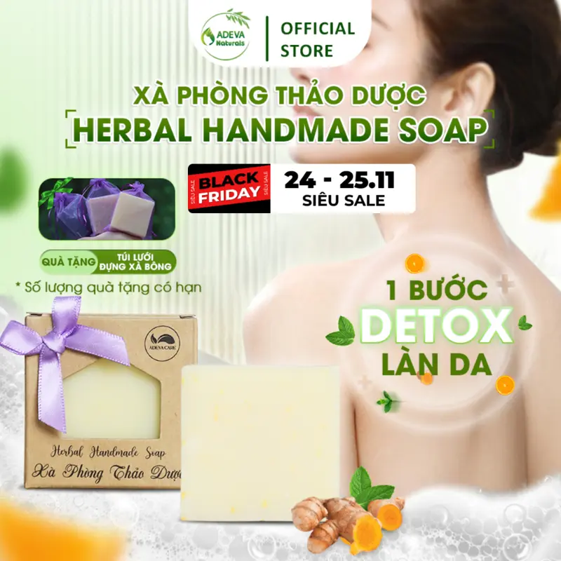 Xà Bông Thảo Dược ADEVA NONI Làm theo phương pháp nguội, Giúp Loại Bỏ Bụi Bẩn Và Tế Bào Chết Trên Da, Giảm Nhờn, Chống Viêm 100g Handmade Dưỡng Body Dưỡng Da Body 4