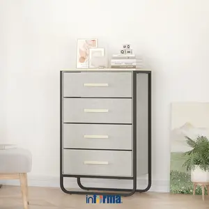 Informa 60X34X91.8 cm Fredie Laci Penyimpanan 4 Tingkat - Abu-Abu Kontainer Pakaian Lemari Kain Laci Baju Tempat Kaos Kaki Box Pakaian