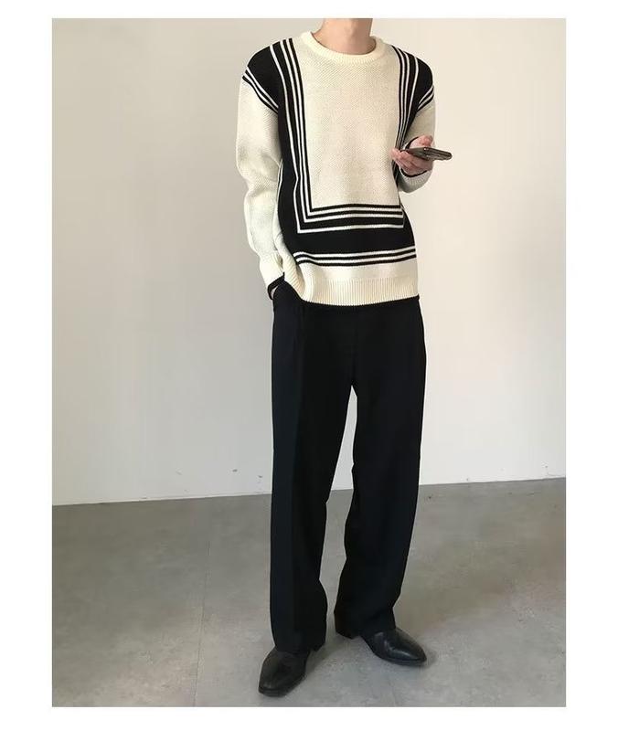 Áo Len Nam Cổ Tròn Phối Kẻ DYACI Kiểu Dáng Sweater Phong Cách Hàn Quốc AL66 Menswear Sọc 5
