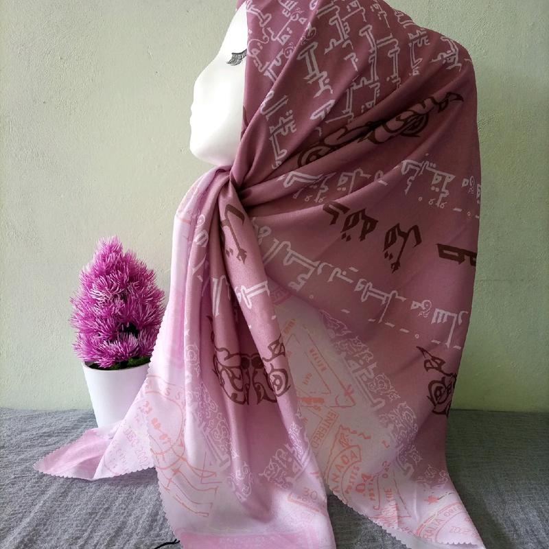 Kerudung Santri Tulisan Arab Mutiara Hikmah Jilbab Pesantren Santriwati Motif Arab Pegon 5