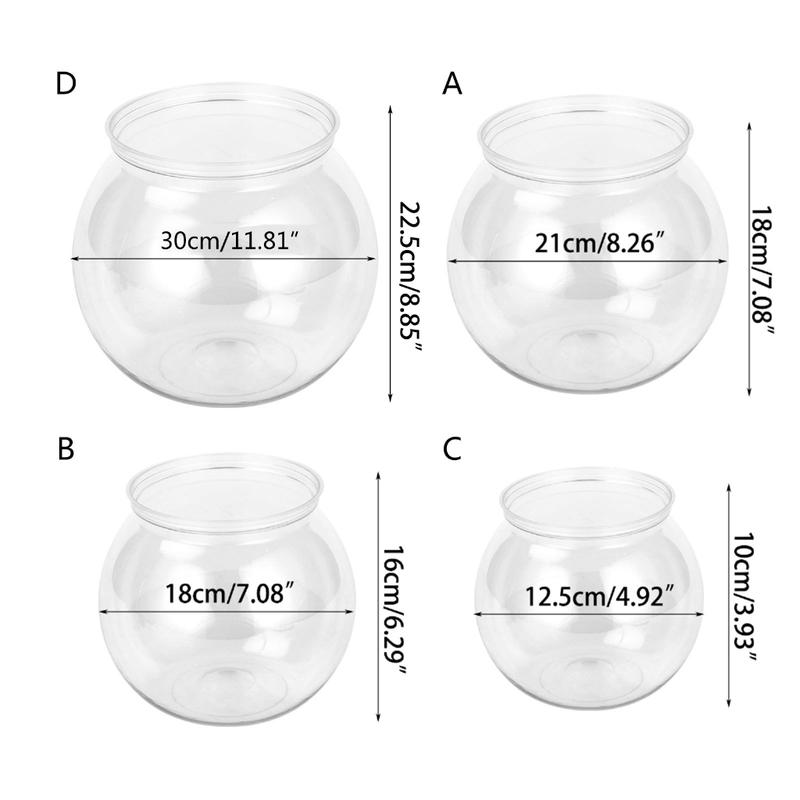 Plastics Round Aquarium Unbreakable Crystal-Clear Fish Bowls for Small Fish 4 Sizes Vases for Candy Ornament Holder 3