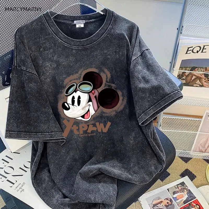 Áo Thun Mùa Hè, Phong Cách Cổ Điển 100% Không Vón Cục, ngắn Tay, Chất Liệu Nặng, Dành Cho Nữ, Thiết Kế Làm Cũ, Dễ Phối Đồ, Áo Thường Ngày Cơ Sở Top Women