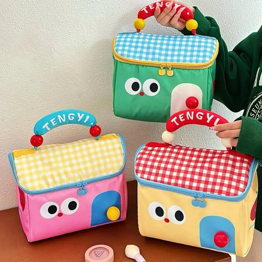 Beg Solek, Gaya Kotej Kartun Comel, Kapasiti Besar, Beg Kotak Makan Tengah Hari Penyimpan Segar, Pelbagai fungsi, Bertebat, Beg Kecantikan