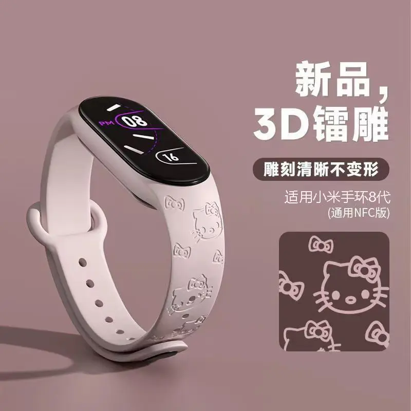 Straps Jam Silikon Hello Kitty Kompatibel dengan Mi Band  Strap Jam Silikon Mi Band Imut untuk Wanita 2