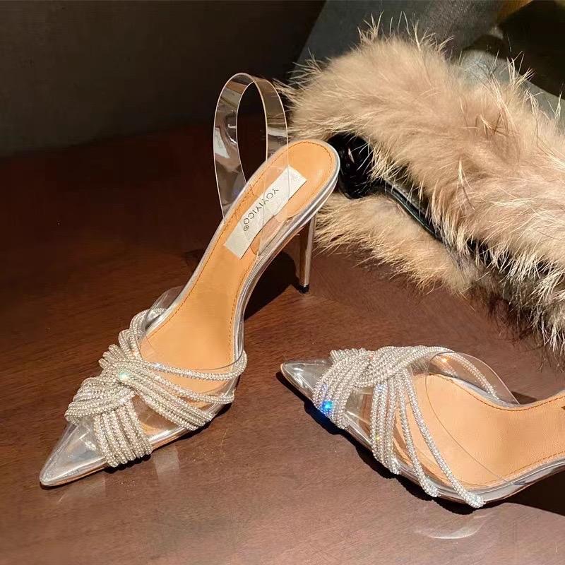 FOM NHỎ -LẺ SIZE SALE  Giày Nữ 9 Phân Đính Đá Xoắn Sang Chảnh Phối Đồ Dễ Thương - Shoes DéP Có Quai Cao Su