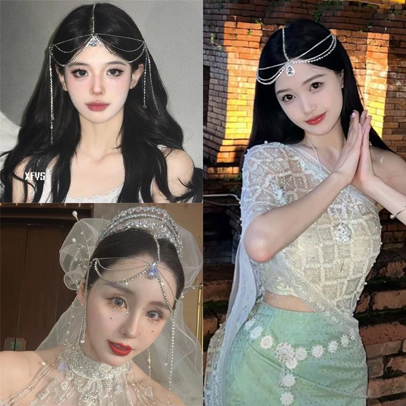 Băng Đô Tua Rua Rhine Cổ Xưa Kỳ Lạ, Băng Đô Cổ Tích Cho Trán Cô Dâu, Phụ Kiện Tóc Cho Tiệc Cưới 0
