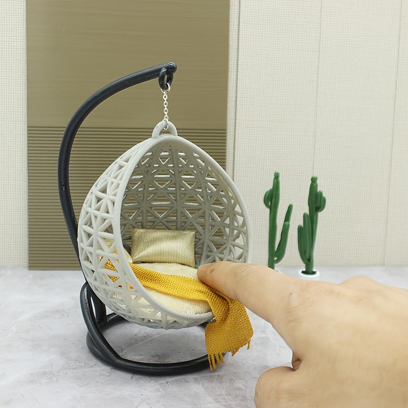 1pc Miniature Hanging Basket Chair Model, 1:30 Scale DIY Dollhouse ...