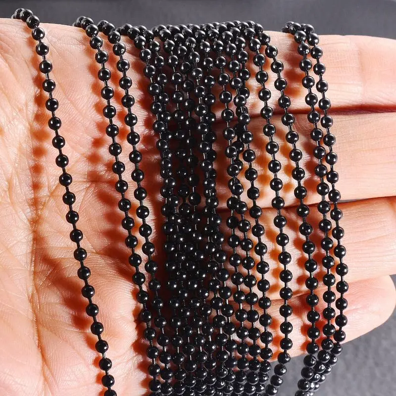 Chuỗi hạt gợn sóng dễ phối đồ, dây chuyền phụ kiện tự làm, hạt tròn 2,4mm bằng thép không gỉ, vòng cổ thép titan Nữ Trang Sức dây  chuyền  aquamarine 2