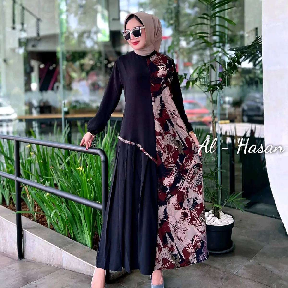 gamis Elvina dress ORI al-hasan Ceruty Muslim Wanita Simple