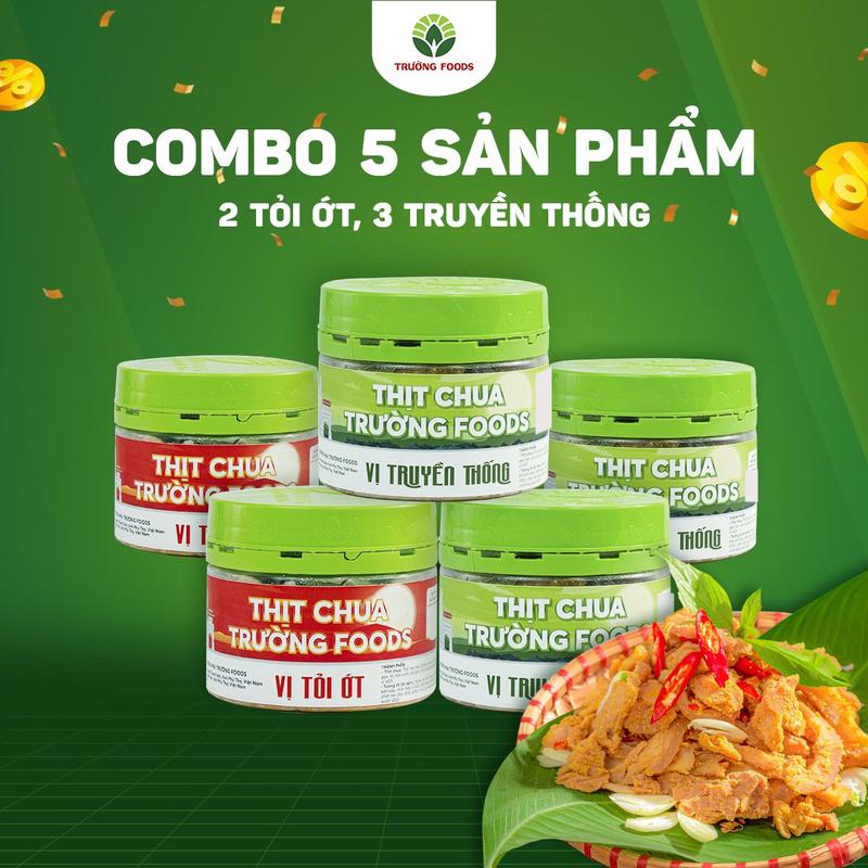 Trường Foods Combo 5 Thịt Chua Trường Foods (2 Tỏi, 3 Truyền Thống)